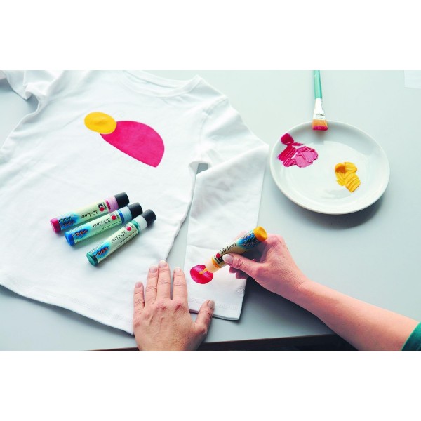 Marabu 1803000000050 - 3D Liner, 범용 수성 효과 페인트, 많은 표면에 벨벳처럼 푹신하고 릴리프 효과, 타액 방지, 빨간색, 녹색, 노란색 및 파란색의 4 x 25ml