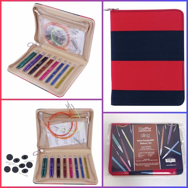 KnitPro 교환 가능 편직 팁 세트, 알루미늄, 레드, 19cm / 3.5-4-5-5.5-6-7-8mm 싱글