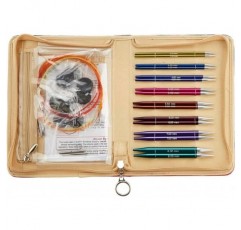 KnitPro 교환 가능 편직 팁 세트, 알루미늄, 레드, 19cm / 3.5-4-5-5.5-6-7-8mm 싱글