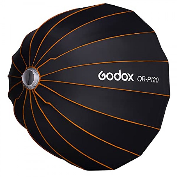 Godox 퀵 릴리스 파라볼릭 소프트박스 QR-P120 47.2인치/120cm Godox SL-60W VL150 VL300 UL150 SL150WII SZ150R용 허니컴 그리드 및 보웬스 마운트 포함