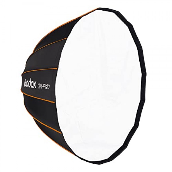 Godox 퀵 릴리스 파라볼릭 소프트박스 QR-P120 47.2인치/120cm Godox SL-60W VL150 VL300 UL150 SL150WII SZ150R용 허니컴 그리드 및 보웬스 마운트 포함
