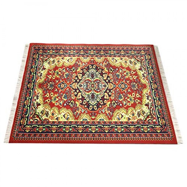 러그 플레이스매트, 4개 세트, 오리엔탈 카펫 스타일 테이블 세팅 장식, 장식용 패브릭 디너 매트, 미니어처 터키 컬러풀 디자인, 세탁 가능, 직사각형, 16x12