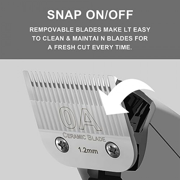 0A 세라믹 탄소 주입 분리형 1.2mm 가위 블레이드 Ainds, Oster A5, Wahl KM-10 및 기타 시리즈 클리퍼와 호환 가능, 크기 0A, 3/64 -인치컷 길이 크롬 도금(1.2mm)