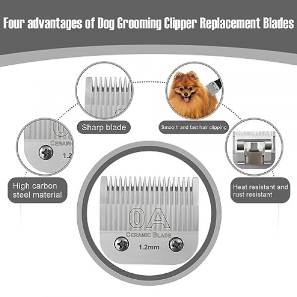 0A 세라믹 탄소 주입 분리형 1.2mm 가위 블레이드 Ainds, Oster A5, Wahl KM-10 및 기타 시리즈 클리퍼와 호환 가능, 크기 0A, 3/64 -인치컷 길이 크롬 도금(1.2mm)