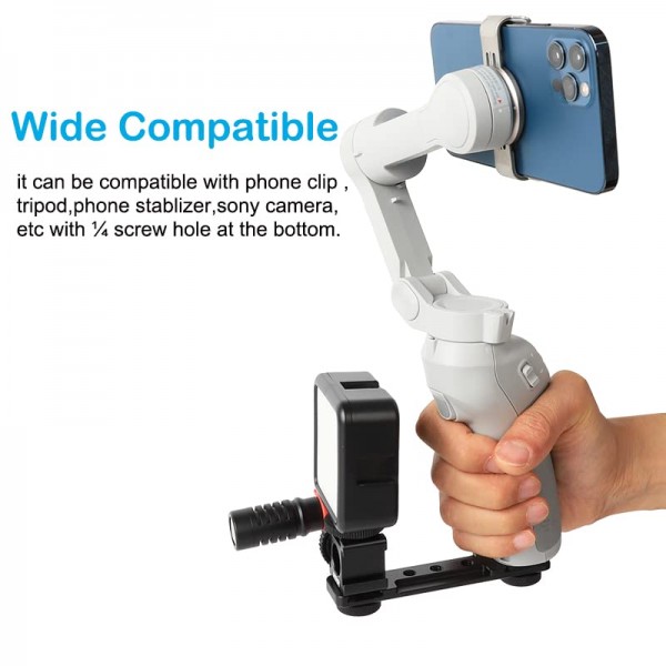 PellKing 트리플 콜드 슈 연장 바, GoPro, 짐벌, 삼각대, 모노포드 OSMO Zhiyun Feiyu Stabilizer와 호환되는 1/4어댑터가 있는 마이크 마운트 연장 바 브래킷