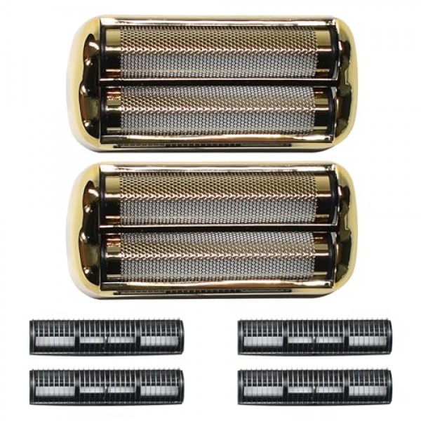BaBylissPRO Barberology 전기 면도기용 교체 포일 및 커터 2개, BaBylissPRO FXFS2 면도기와 호환되는 이중 포일 면도기 교체 헤드(골드)
