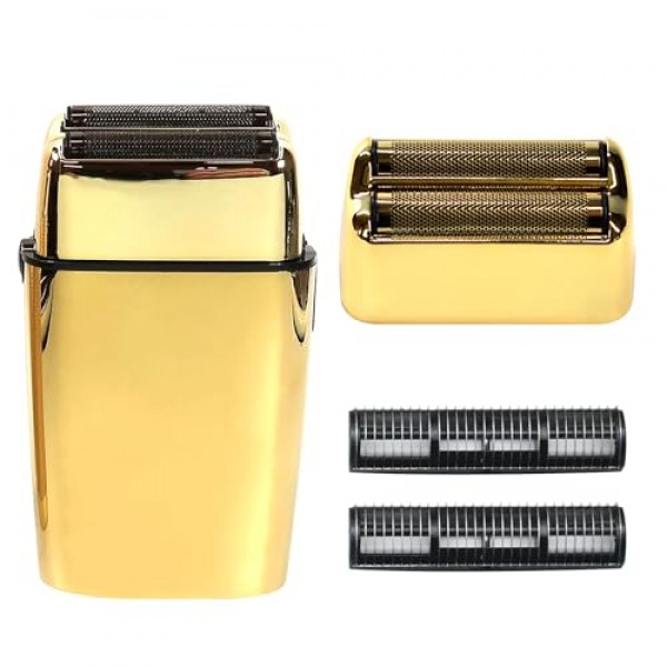BaBylissPRO Barberology 전기 면도기용 교체 포일 및 커터 2개, BaBylissPRO FXFS2 면도기와 호환되는 이중 포일 면도기 교체 헤드(골드)