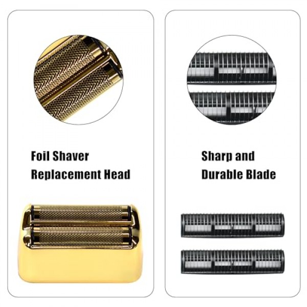 BaBylissPRO Barberology 전기 면도기용 교체 포일 및 커터 2개, BaBylissPRO FXFS2 면도기와 호환되는 이중 포일 면도기 교체 헤드(골드)