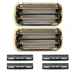BaBylissPRO Barberology 전기 면도기용 교체 포일 및 커터 2개, BaBylissPRO FXFS2 면도기와 호환되는 이중 포일 면도기 교체 헤드(골드)