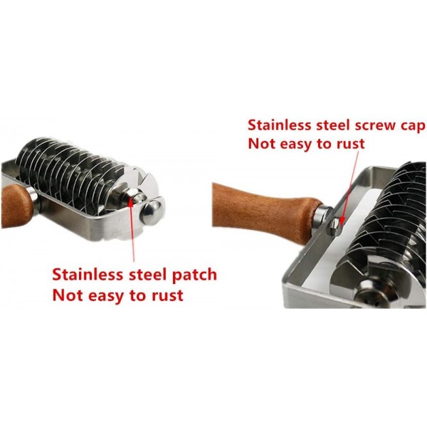 나무 손잡이 스테인레스 스틸 홀더 반죽 격자 케이크 빵 그물 칼 파스타 스파게티 메이커 국수 격자 롤러 Docker 반죽 커터 민서