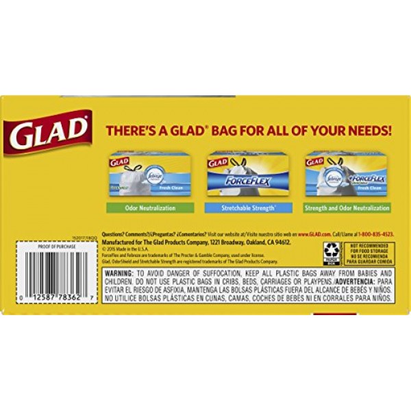 Glad Tall 주방 조임끈 쓰레기 봉투, 13갤런, 45개