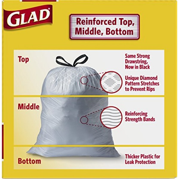 Glad Tall 주방 조임끈 쓰레기 봉투, 13갤런, 45개