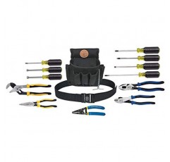 Klein Tools 92914 도구 키트, 도구 세트에는 숙련공, 라인맨, 전문가 및 주택 소유자를 위한 기본 도구, 파우치 및 벨트가 포함되어 있습니다. 14개