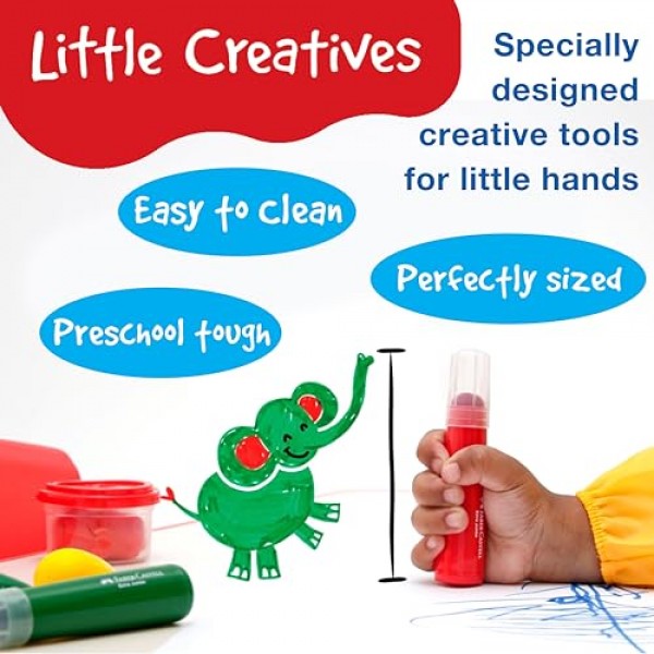 Faber-Castell Little Creatives 점보 압착 페인트 브러시, 6가지 색상, 어린이용 페인트 스틱, 세척 가능, 유아 미술 용품, 무독성 페인트와 브러시가 하나로 통합되어 있음, 어