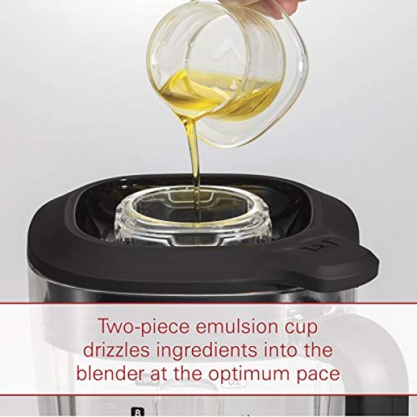 Wolf Gourmet 고성능 블렌더, 64oz 병, 4가지 프로그램 설정, 12.5AMPS, 블렌드 음식, 셰이크 및 스무디, 빨간색 손잡이, 스테인리스 스틸(WGBL100S)