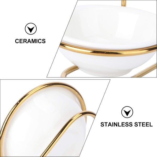 Cabilock 주방 팬 홀더 스탠드 스푼 레스트 세라믹 그릇 직립기구 홀더 Stovetop Kitchen Countertop Organization 수직 디자인 18X11cm 용 황금