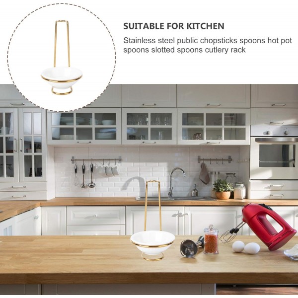Cabilock 주방 팬 홀더 스탠드 스푼 레스트 세라믹 그릇 직립기구 홀더 Stovetop Kitchen Countertop Organization 수직 디자인 18X11cm 용 황금