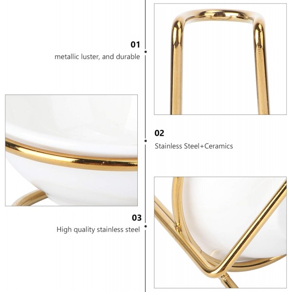 Cabilock 주방 팬 홀더 스탠드 스푼 레스트 세라믹 그릇 직립기구 홀더 Stovetop Kitchen Countertop Organization 수직 디자인 18X11cm 용 황금