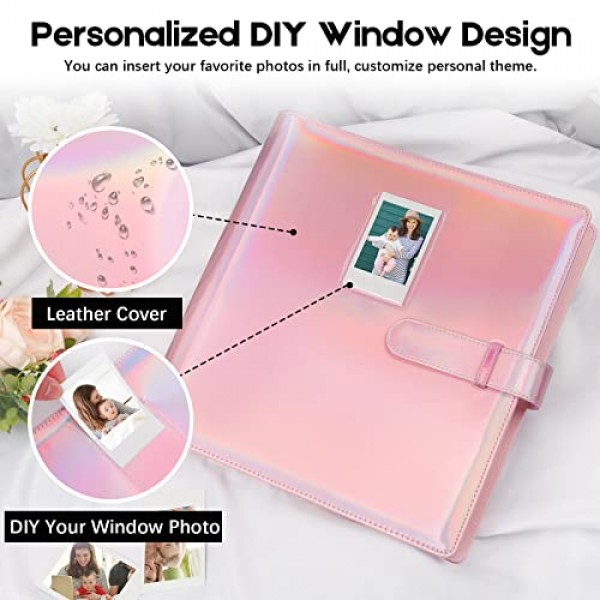 Fujifilm Instax Mini 카메라용 640 포켓 사진 앨범, 폴라로이드용 사진 앨범, 가죽 커버, Instax Mini 12 11 9 40 90 8 7 Evo LiPlay 즉석 카메라, 2x3 사진 앨범(매직 핑크)