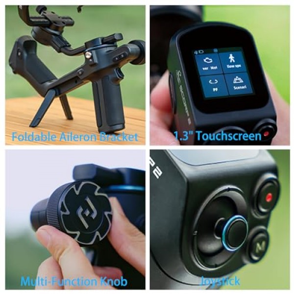 FeiyuTech SCORP 2 DSLR 및 미러리스 카메라용 짐벌 안정기, 통합 Al 추적 센서, Sony Canon Panasonic Nikon용 3축 카메라 안정기, 2.5kg 페이로드 터치 스크린 수직 촬영