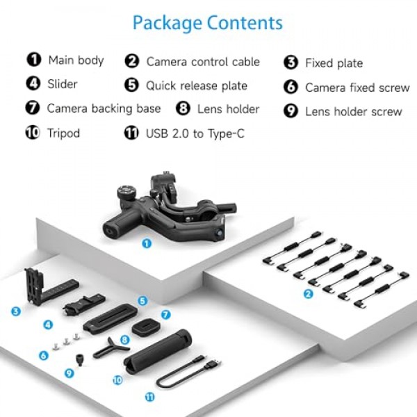 FeiyuTech SCORP 2 DSLR 및 미러리스 카메라용 짐벌 안정기, 통합 Al 추적 센서, Sony Canon Panasonic Nikon용 3축 카메라 안정기, 2.5kg 페이로드 터치 스크린 수직 촬영