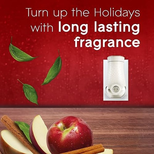 Glade 플러그인 공기 청정제, 가정 및 욕실용 향 및 에센셜 오일 리필, 가을 양념 사과, 1.34 Fl Oz, 2개