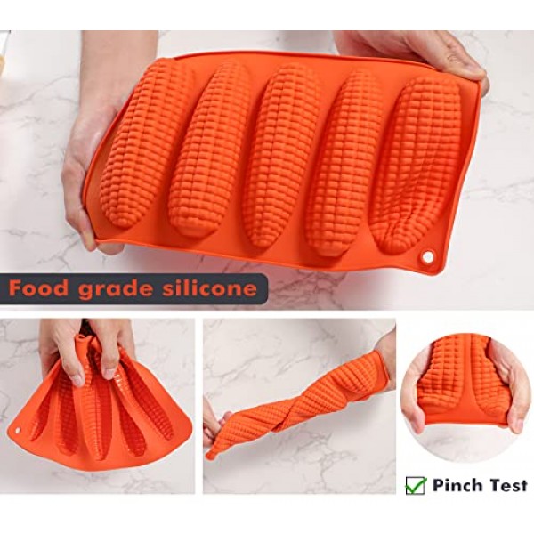 Webake 옥수수 스틱 빵 팬 2개 세트, 콘브레드 남부 옥수수 스틱 굽기용 실리콘 옥수수 속 빵 금형