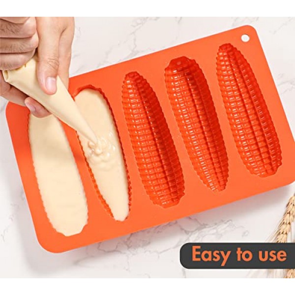 Webake 옥수수 스틱 빵 팬 2개 세트, 콘브레드 남부 옥수수 스틱 굽기용 실리콘 옥수수 속 빵 금형