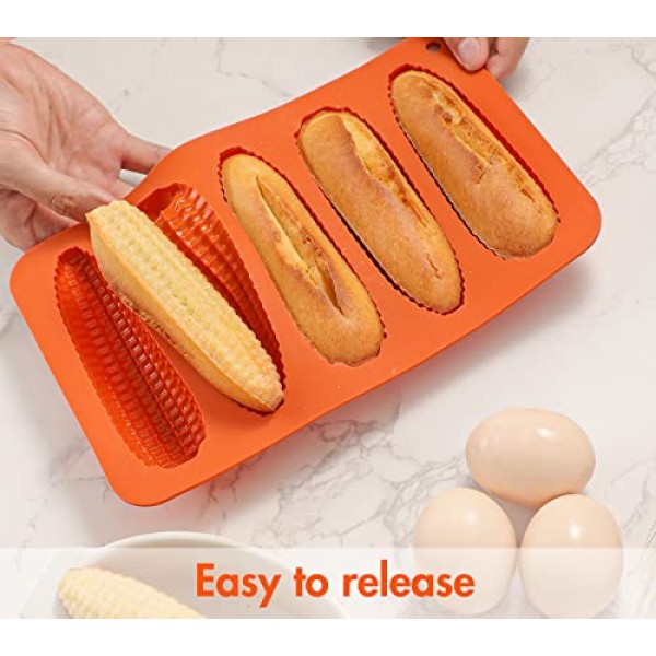 Webake 옥수수 스틱 빵 팬 2개 세트, 콘브레드 남부 옥수수 스틱 굽기용 실리콘 옥수수 속 빵 금형