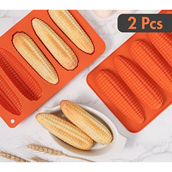 Webake 옥수수 스틱 빵 팬 2개 세트, 콘브레드 남부 옥수수 스틱 굽기용 실리콘 옥수수 속 빵 금형