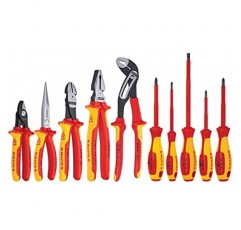 Knipex 989830US 10피스 1000V 절연 펜치, 절단기 및 드라이버 산업용 도구 세트