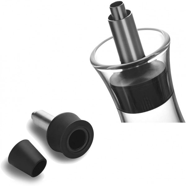 ALIXIN-올리브 오일 디스펜서. 주방용 유리 병 및 푸어러 주둥이 세트, 오일 및 식초 용기/디캔터, 드립리스 캡 주둥이, 액체 조미료 용기, 주방용 유리 디켄터 포함. (550M