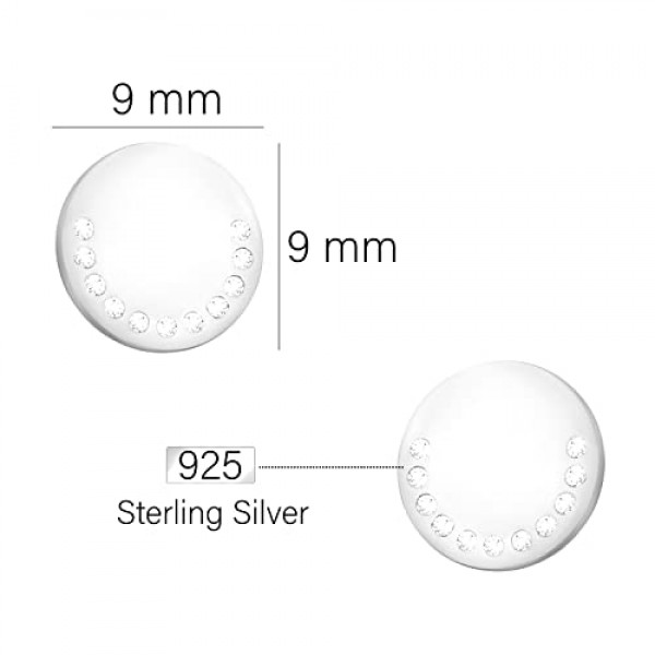 SOFIA MILANI - 여성용 귀걸이 925 실버 - 지르코니아 스톤 포함 - 서클 스터드 귀걸이 - E1975, 스털링 실버, 지르콘