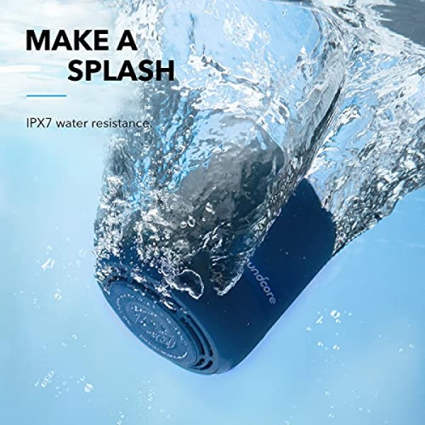 Soundcore Anker Mini 3 Bluetooth 스피커, 방수 IPX7, 포켓 파티, 욕실, 해변에 적합, BassUp 및 PartyCast 기술 탑재, 휴대용 스피커, USB-C 및 파란색 맞춤형 EQ