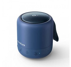 Soundcore Anker Mini 3 Bluetooth 스피커, 방수 IPX7, 포켓 파티, 욕실, 해변에 적합, BassUp 및 PartyCast 기술 탑재, 휴대용 스피커, USB-C 및 파란색 맞춤형 EQ