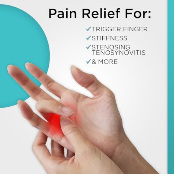 Vive 방아쇠 손가락 부목 - 중간, 고리, 검지, 엄지 및 새끼 손가락 교정을 위한 지지대 곡선, 구부러짐, 고정 협착 건초염 손 힘줄 잠금 해제 안정기 너클 랩