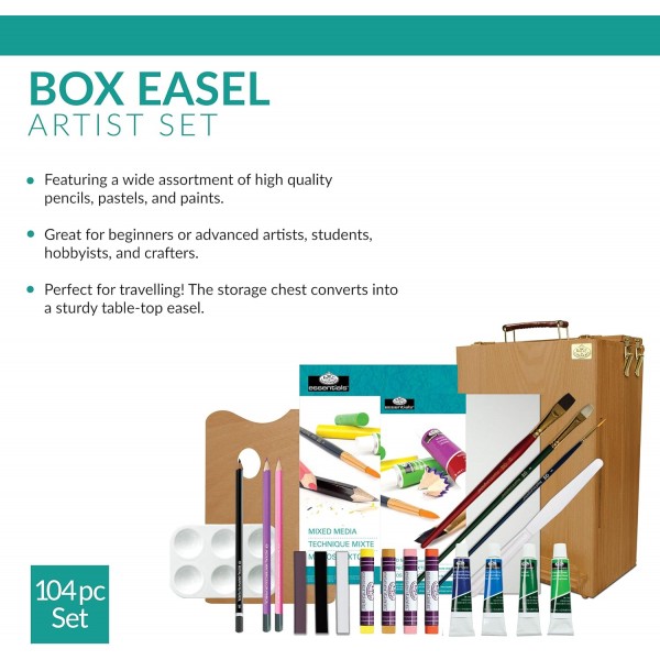 Royal & Langnickel REA6000 - 모든 페인팅 미디어가 포함된 이젤 세트, 104피스