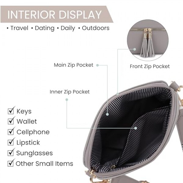 SG SUGU Lunar 경량 미디엄 돔 크로스바디 백 숄더백 with 태슬 | 지퍼 포켓 | 조절 가능한 스트랩