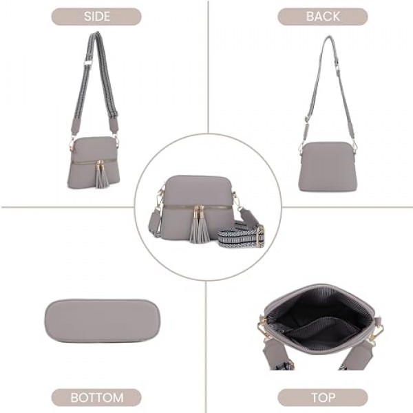 SG SUGU Lunar 경량 미디엄 돔 크로스바디 백 숄더백 with 태슬 | 지퍼 포켓 | 조절 가능한 스트랩