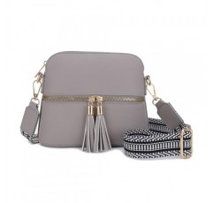 SG SUGU Lunar 경량 미디엄 돔 크로스바디 백 숄더백 with 태슬 | 지퍼 포켓 | 조절 가능한 스트랩