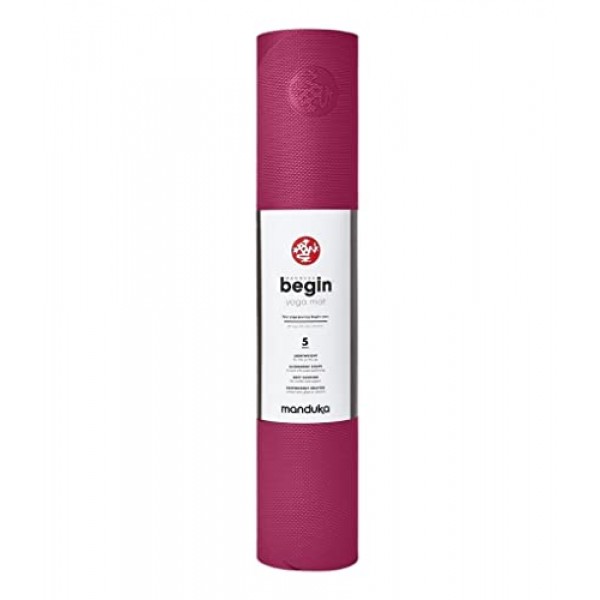 Manduka Begin 요가 매트 - 요가 및 필라테스 초보자에게 적합, 여성 및 남성, 두께 5mm, 양면 사용 가능, 68인치(172cm)