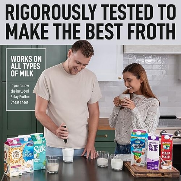 Zulay Executive 시리즈 커피용 울트라 프리미엄 선물 우유 거품기 - 라떼용 커피 거품기 휴대용 폼 메이커 - 커피용 전기 우유 거품기, 스탠드 없음(디럭스 블랙)