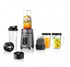 셰이크 및 스무디용 Syvio 블렌더, 600W 개인 블렌더, BPA 프리 20온스 스포츠 컵 2개가 포함된 스무디 블렌더, 파티 머그 2개, 짧은 컵 110온스, 청소가 용이함