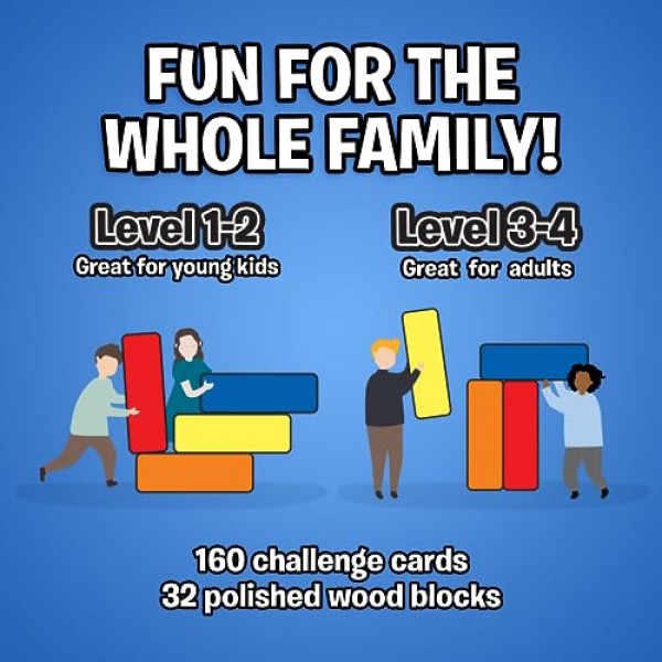 Uzzle Stack Royale 보드 게임, 어린이와 성인을 위한 빠르고 재미있는 가족 보드 게임, 4세 이상을 위한 컬러 블록 퍼즐 게임