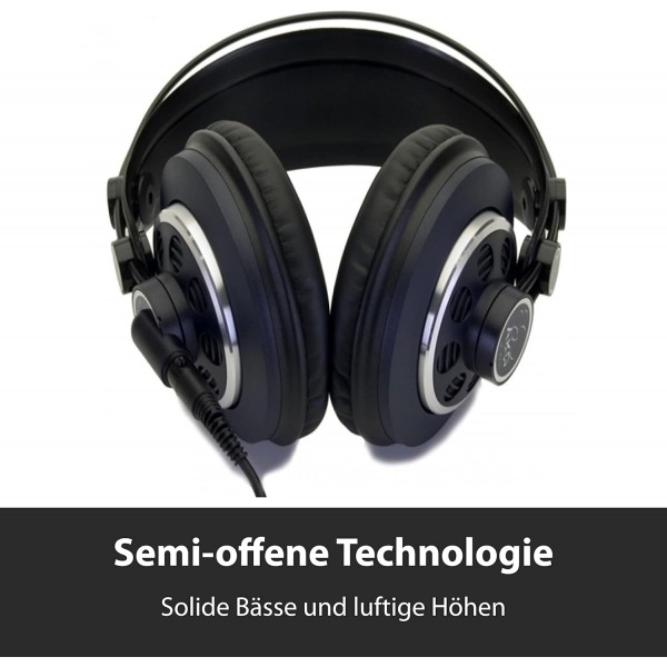 AKG K240 MKII 전문가용 세미 오픈 오버이어 스튜디오 헤드폰, 자동 조절 헤드밴드, 고성능 디자인, 3mm 및 1/4