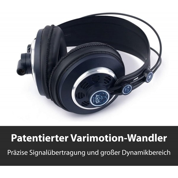 AKG K240 MKII 전문가용 세미 오픈 오버이어 스튜디오 헤드폰, 자동 조절 헤드밴드, 고성능 디자인, 3mm 및 1/4