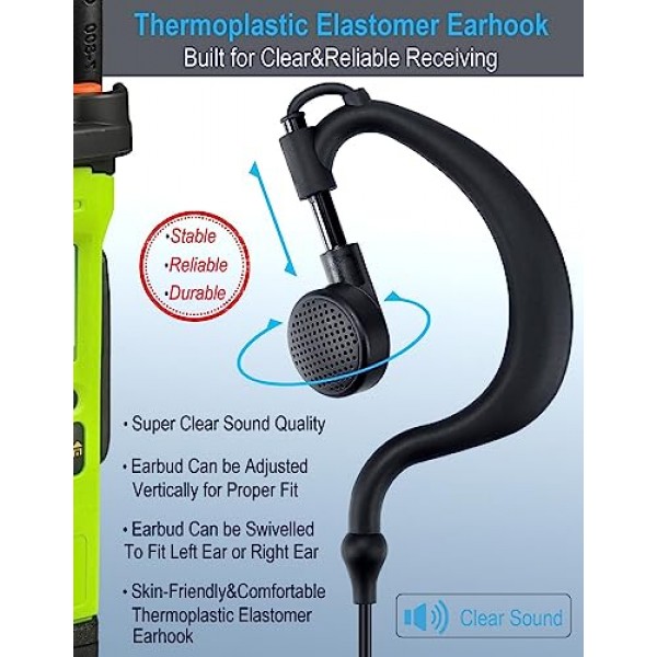 Commountain CP200D CP100D 이어폰 Motorola 라디오 R2 CP200 CP185 BPR40 BPR40D CLS1410 CLS1110 DTR700 DTR650 RDU4100 RDU4160D RMU2040 RMU2080D CLS CP, G 모양 귀고리 헤드셋 이어 피스