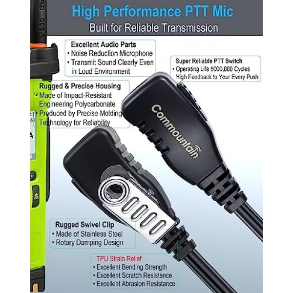 Commountain CP200D CP100D 이어폰 Motorola 라디오 R2 CP200 CP185 BPR40 BPR40D CLS1410 CLS1110 DTR700 DTR650 RDU4100 RDU4160D RMU2040 RMU2080D CLS CP, G 모양 귀고리 헤드셋 이어 피스