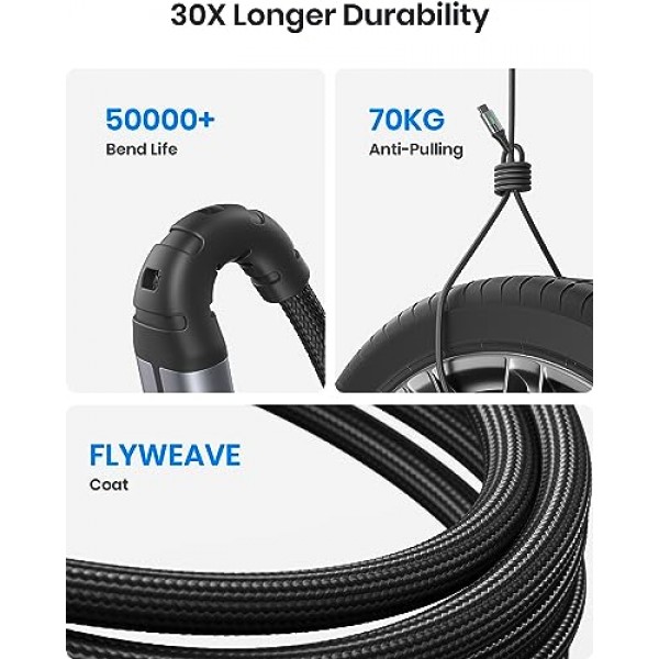 INIU 2팩 6.6피트 편조 USB-C - USB-C 충전 케이블 - iPhone 15/15 Pro/15 Plus, Samsung S22, iPad, MacBook Pro용 240W 고속 충전기 코드