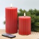 Girimax 빨간색 골이 있는 불꽃 없는 기둥 양초(리모컨 포함), 깜박이는 배터리로 작동되는 2팩 LED 왁스 양초 Φ 3" H 4" 6"